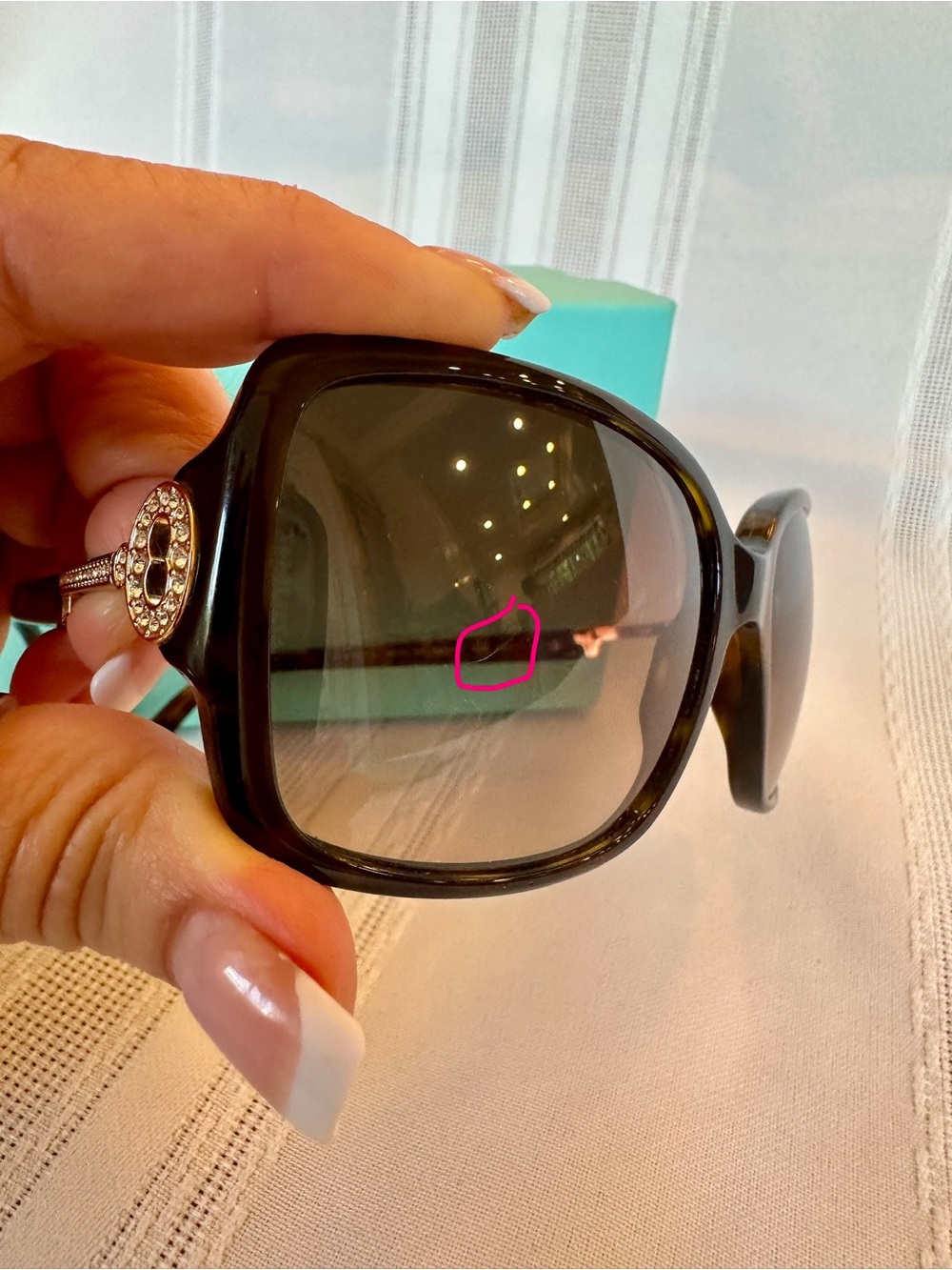 Tiffany & Co. Tortoise Shell Frame Gradient Brown Lenses w Crystals TF-4043-B - Picture 10 of 10